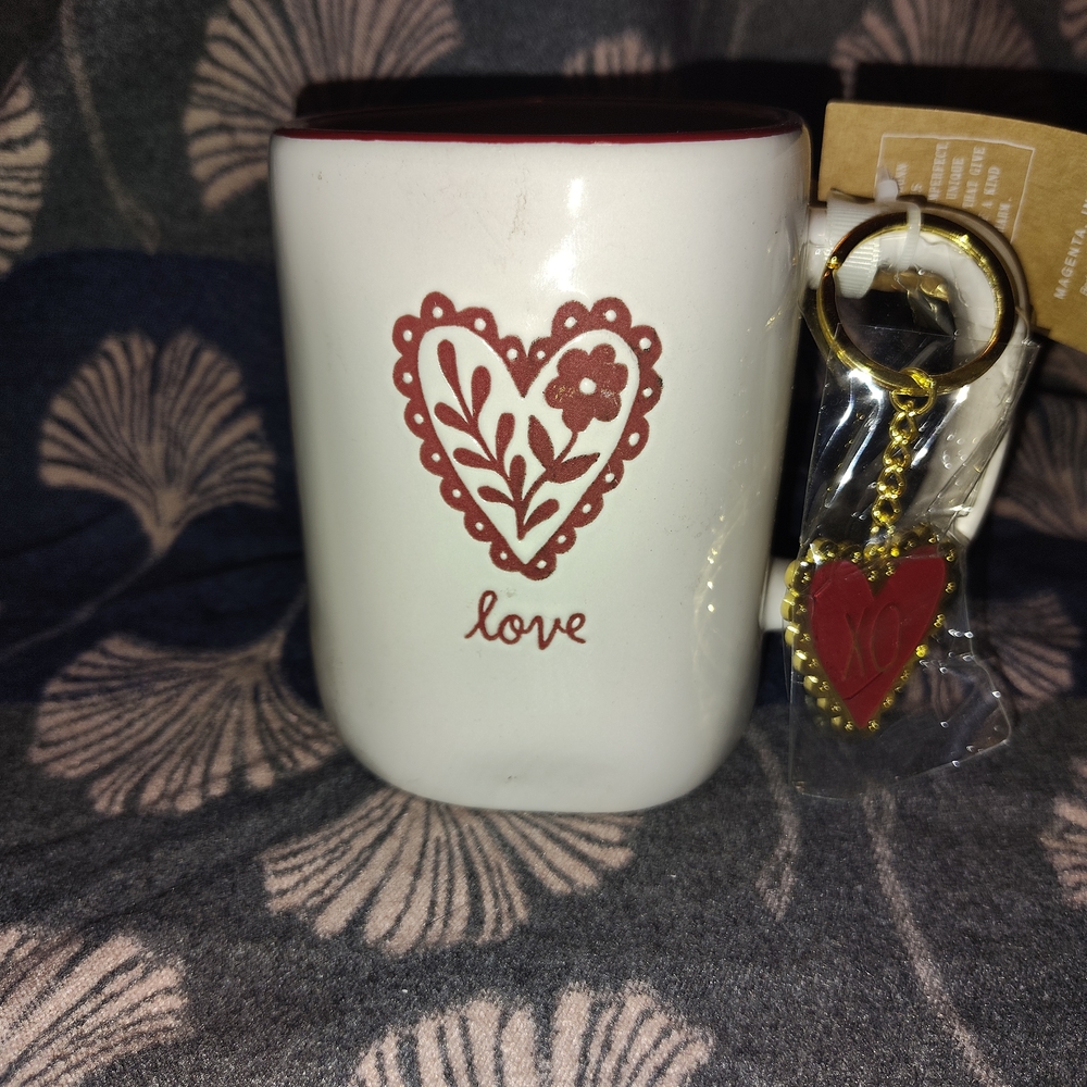 Rae Dunn White Mug with Red Heart Design